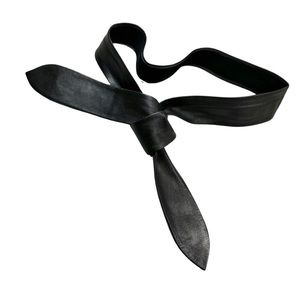 Vintage Leather Tie Belt, Black
